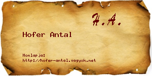 Hofer Antal névjegykártya